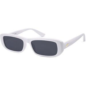 ✨Women White Rectangle Polarized Sunglasses Trendy Narrow Frame Sunnies Eyewear